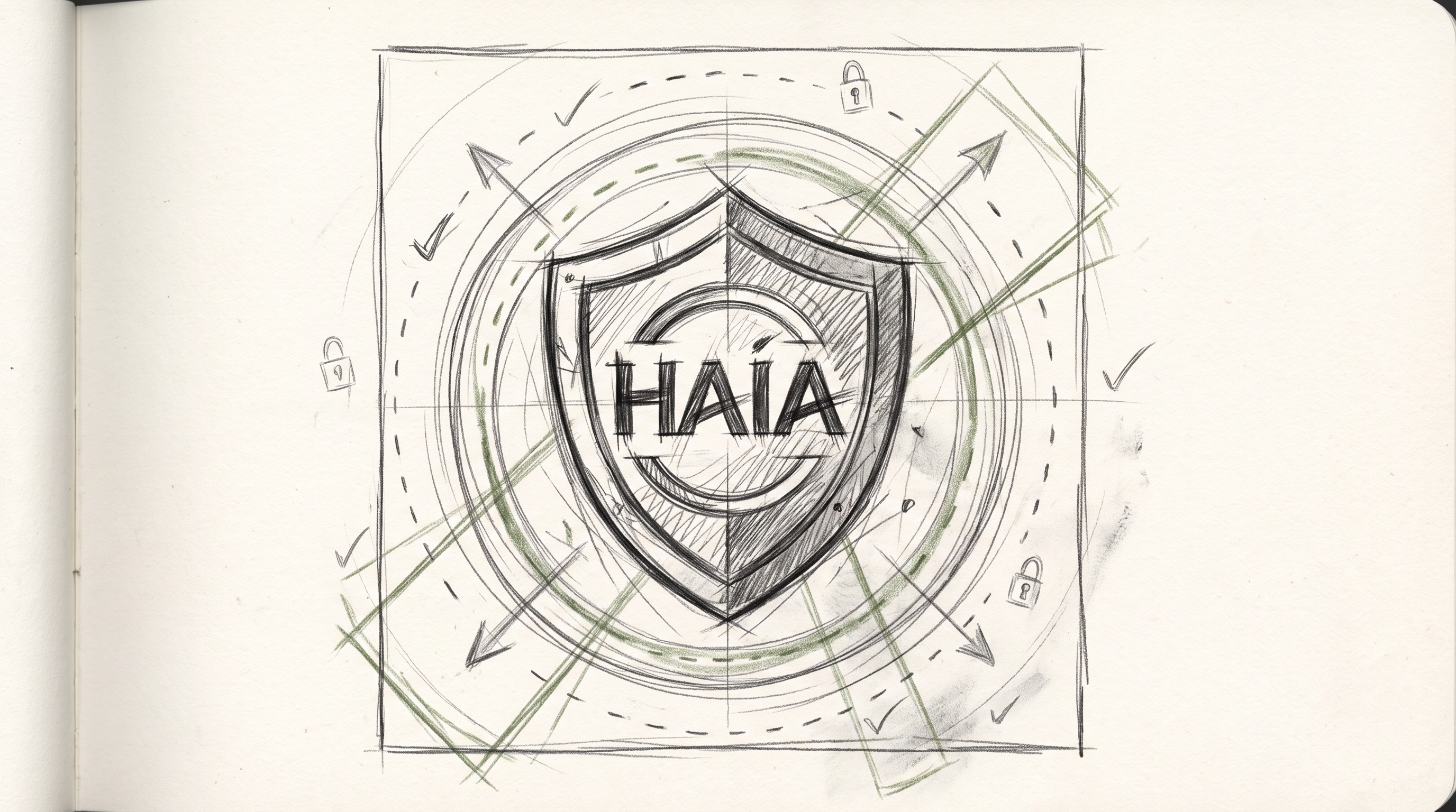 Ilustração de um escudo representando a proteção internacional pelo Acordo de Haia.