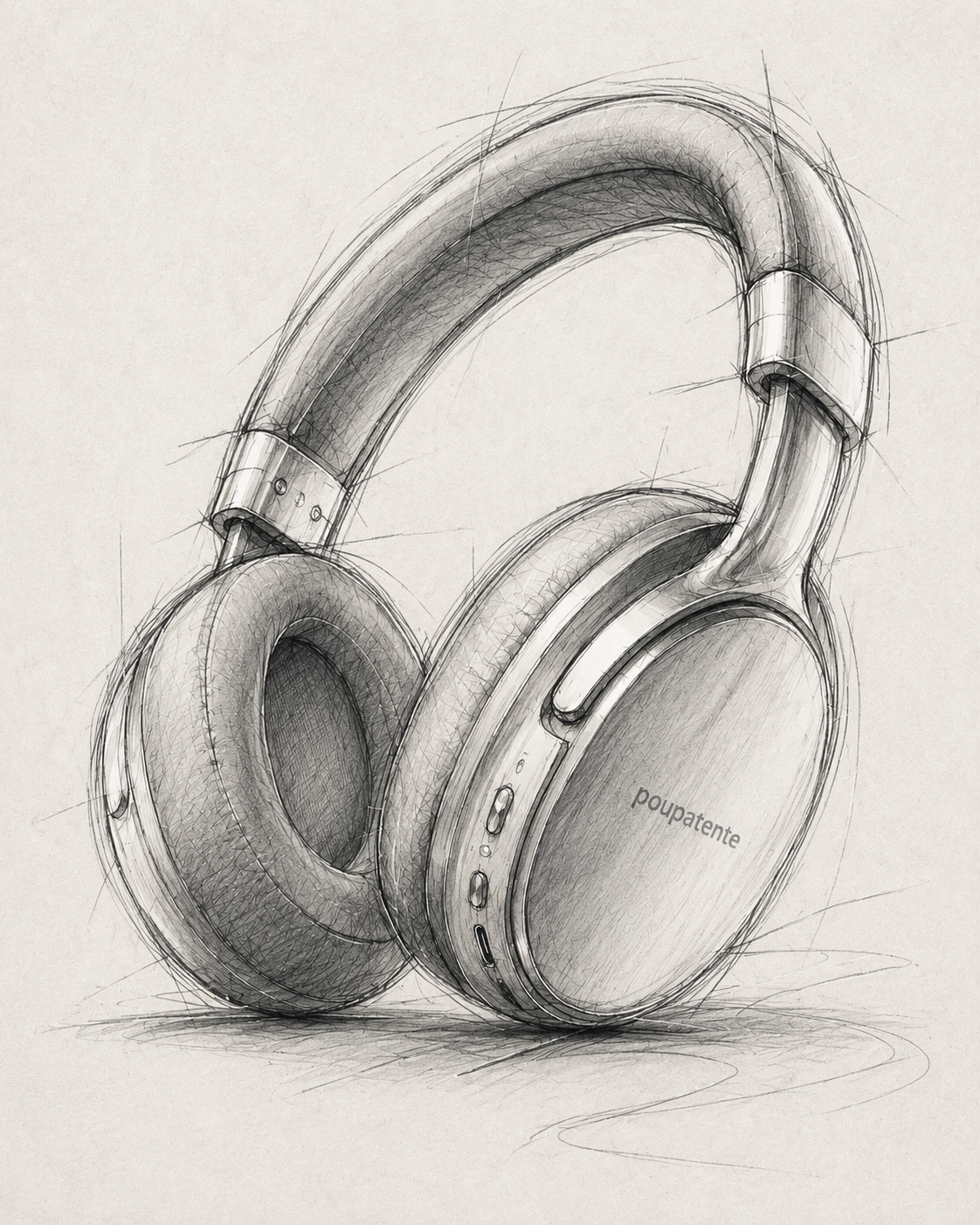 Esboço técnico de fones de ouvido